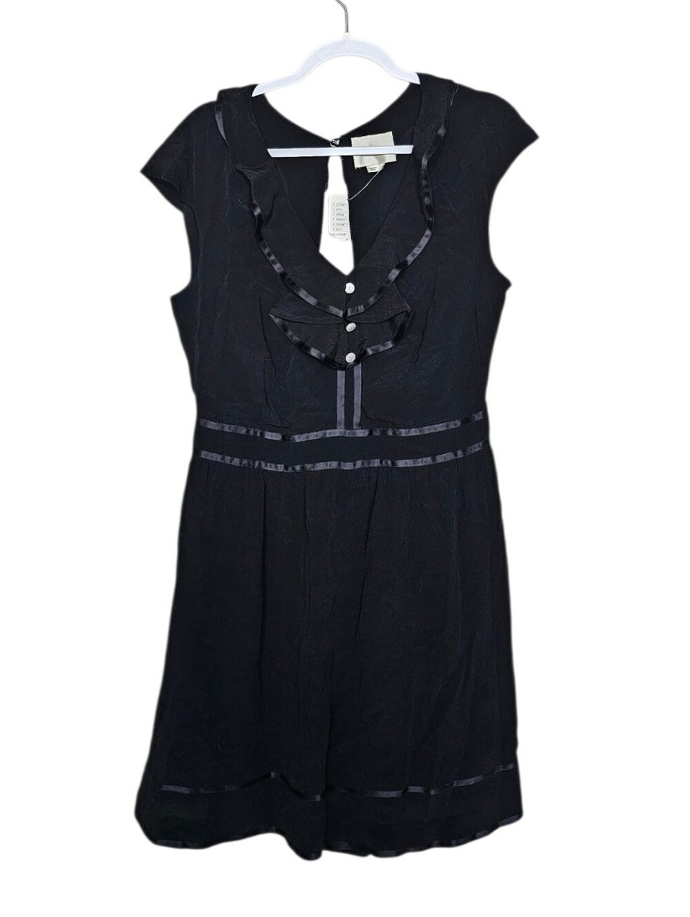 NEW Anthropologie Vintage Black Cap-Sleeve Fit & Flare Romper with Sheer Trim